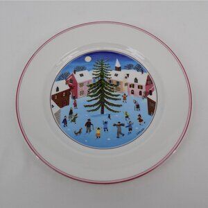 Villeroy & Boch Naif Christmas Salad Plate 8.25" dia Laplau Winter Village Scene